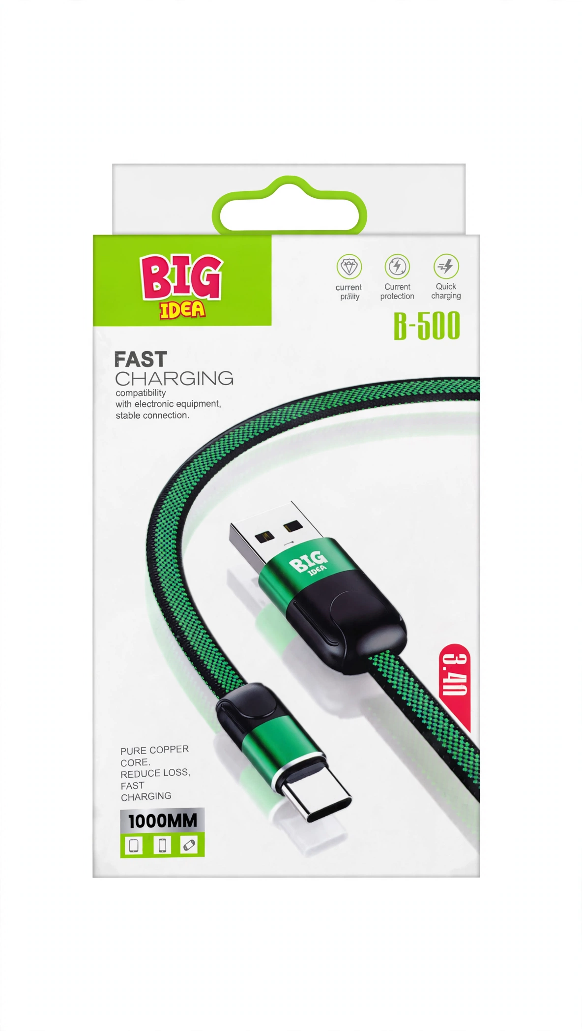 Thumbnail 2 of BIG IDEA B-500 Fast Charging Cable USB to Type-C 3.4A (1m)