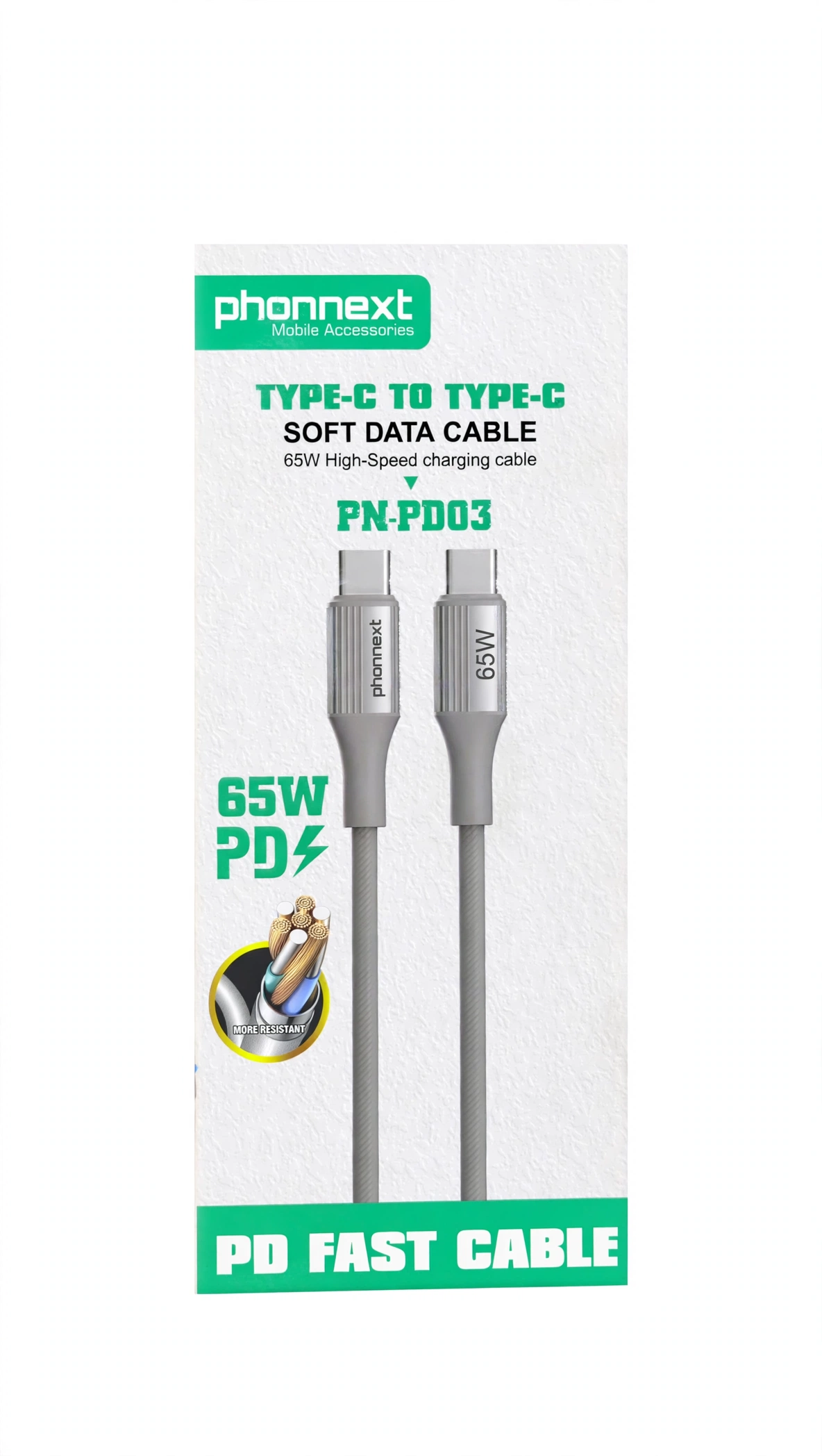 Thumbnail 2 of phonnext PN-PD03 65W PD Type-C to Type-C Soft Data Cable