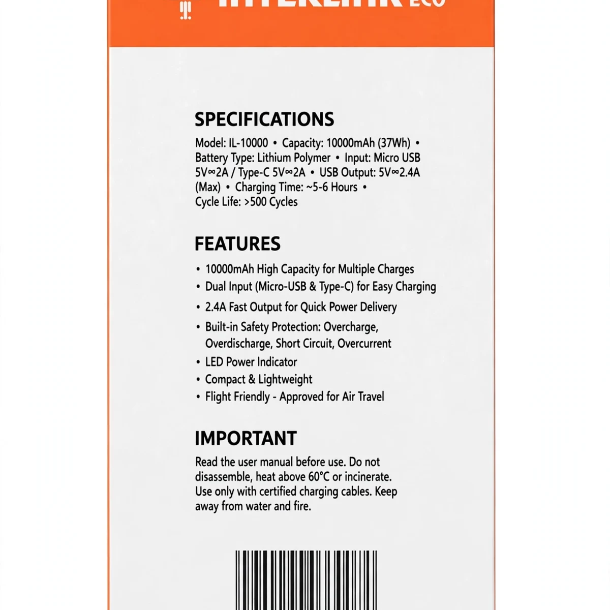 Thumbnail 5 of INTERLINK ECO 10000mAh Power Bank 2.4A