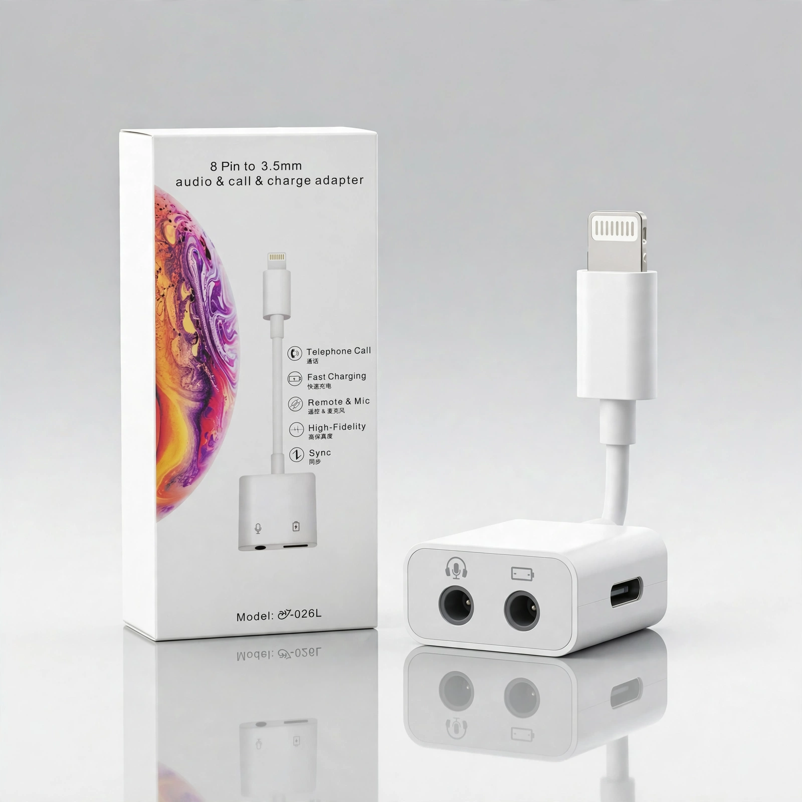 Thumbnail 2 of 8-Pin to 3.5mm Audio, Call & Charge Adapter