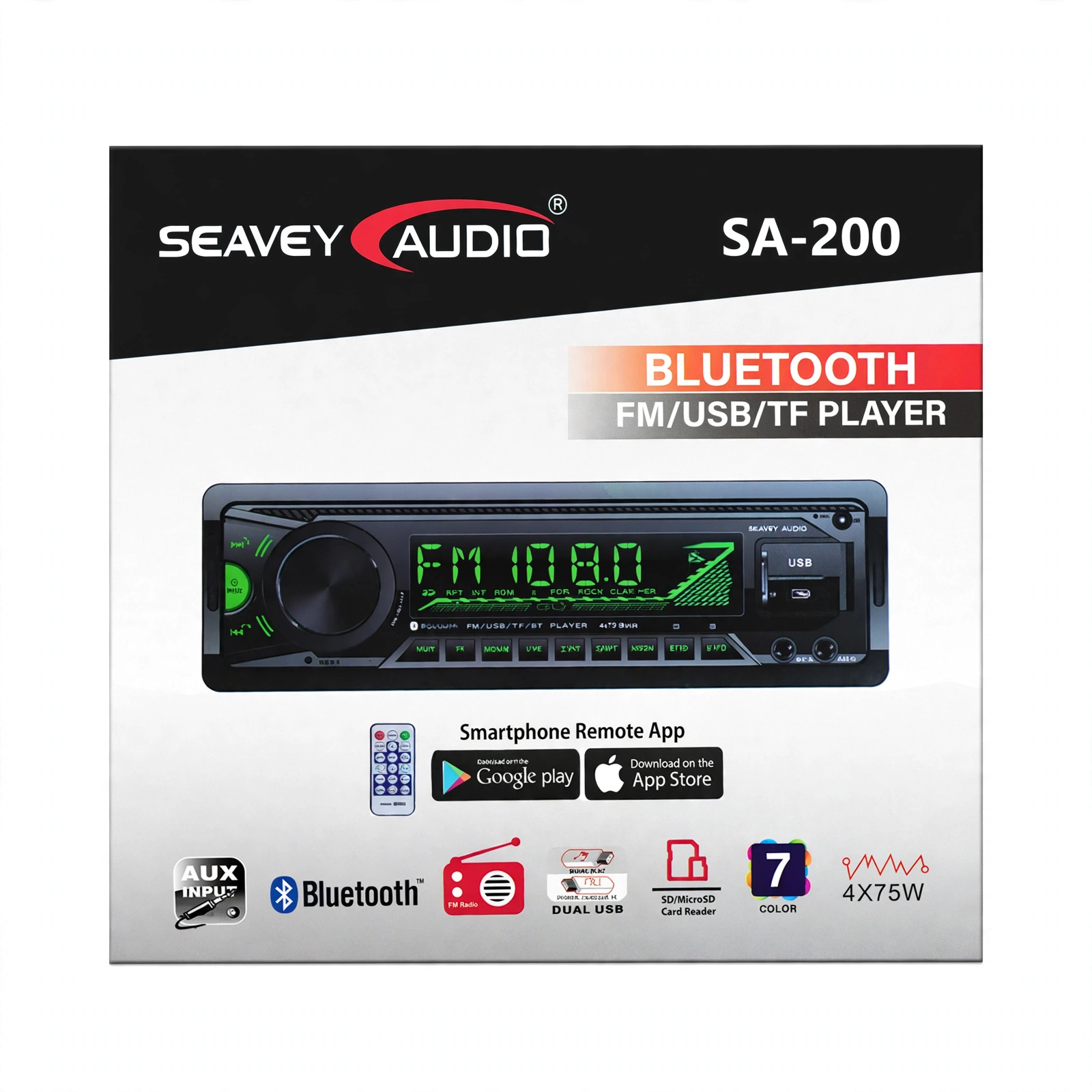 Seavey Audio SA-200 Bluetooth FM USB TF Car Stereo Player